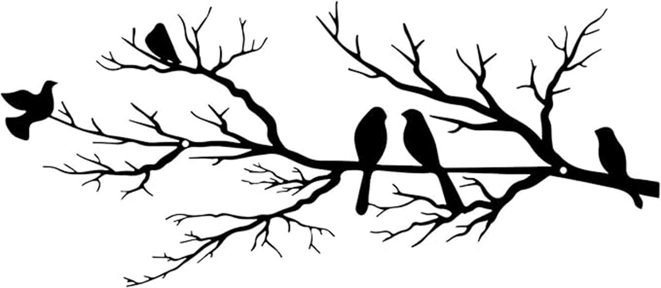 birds on branch metal art
