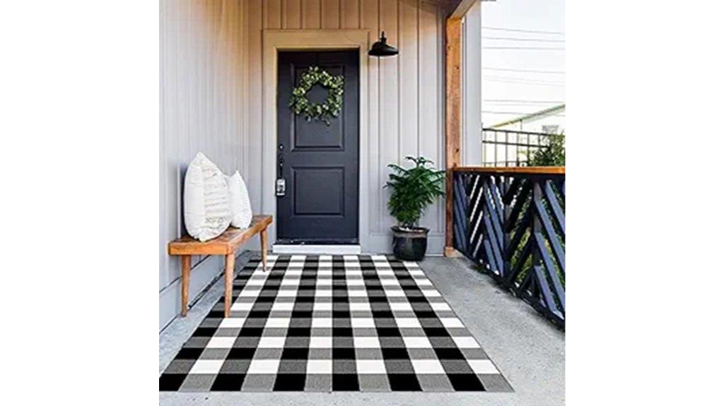 black and white checked rug