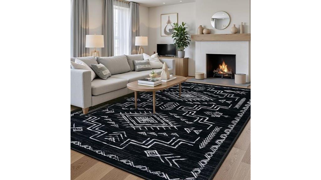 black and white rug