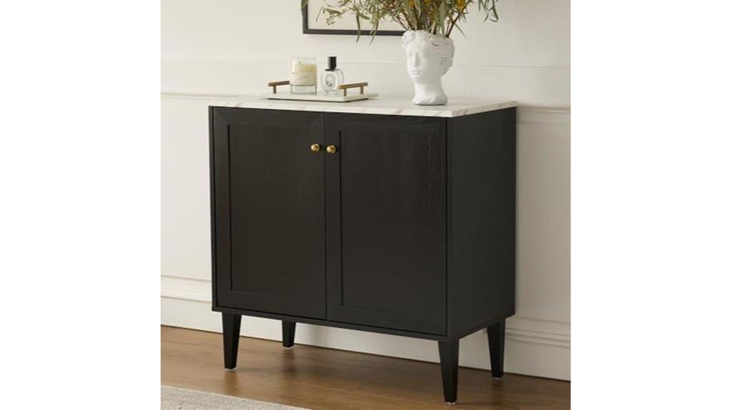 black faux marble cabinet