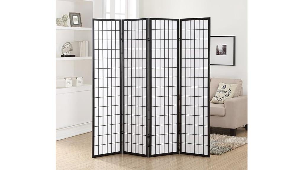 black four panel room divider