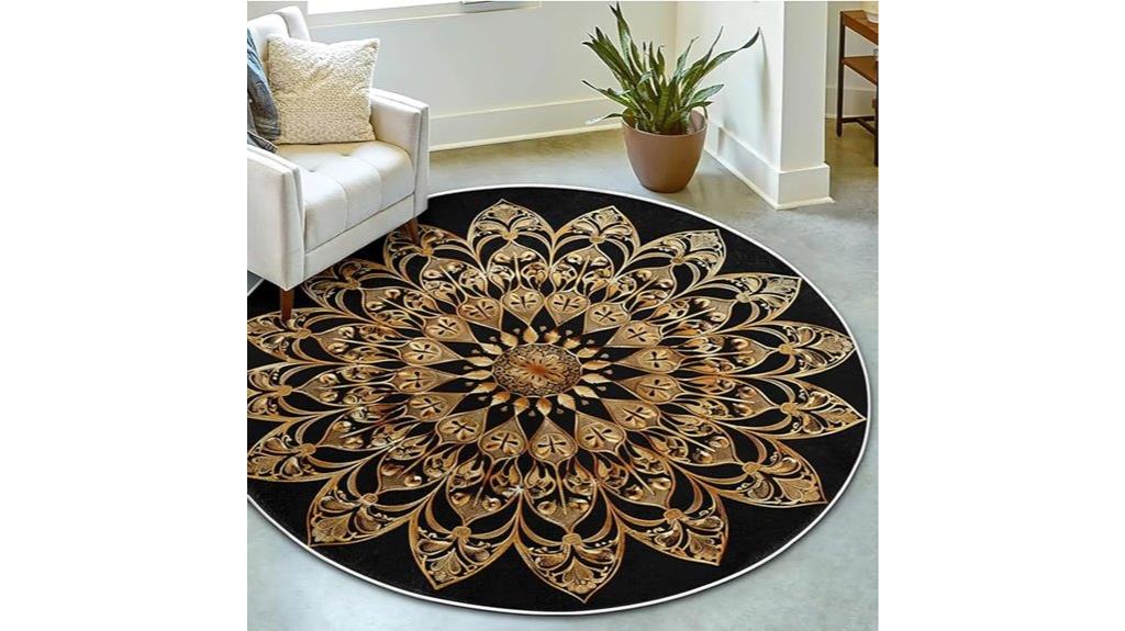 black gold floral rug