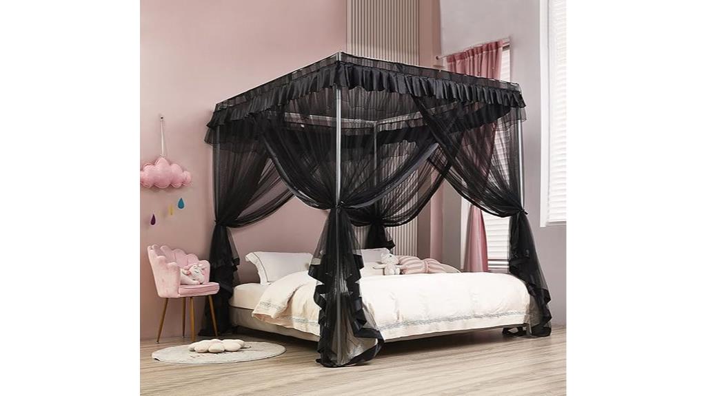 black king size bed canopy