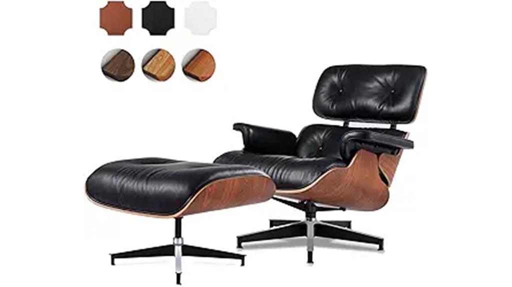 black leather mid century lounge
