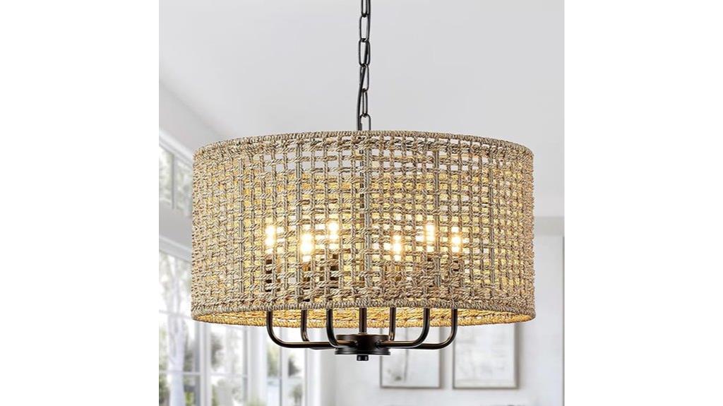 black rattan boho chandelier
