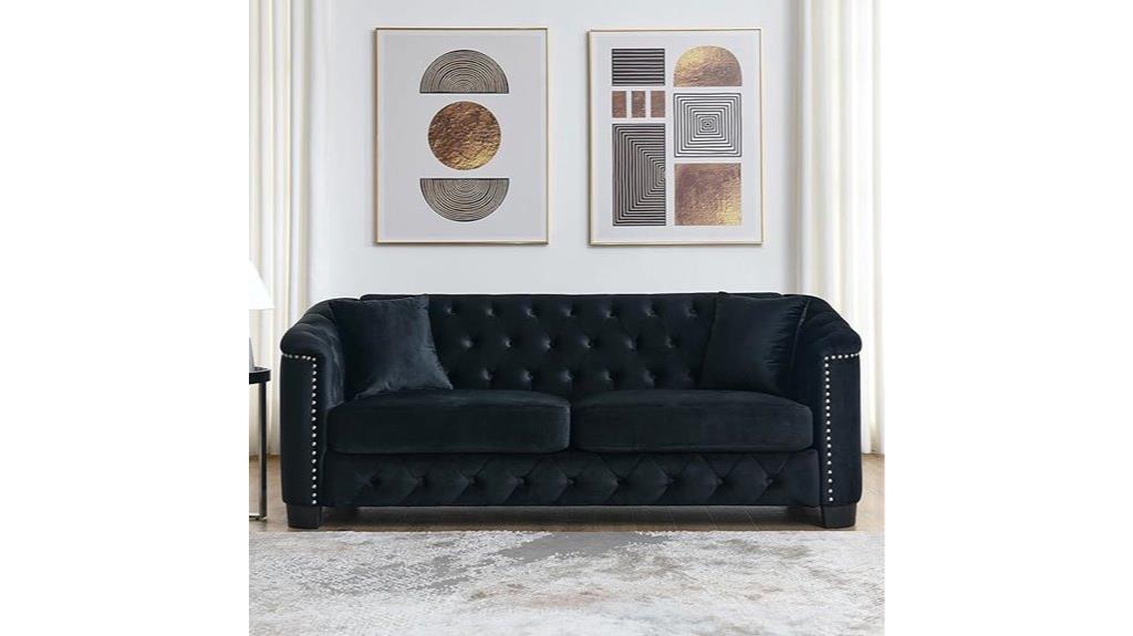 black velvet chesterfield sofa