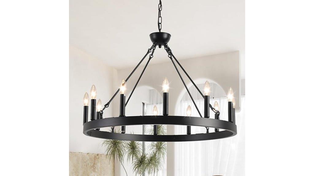 black wagon wheel chandelier