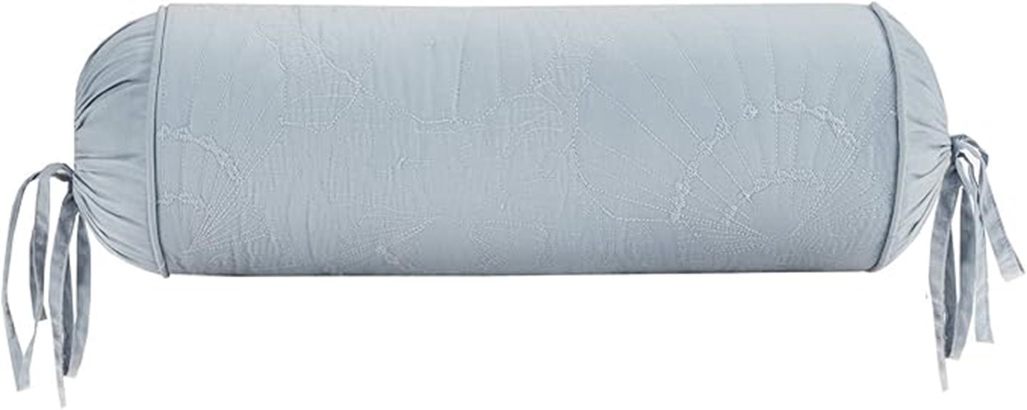 blue cotton lumbar pillow