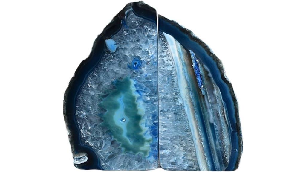 blue geode agate bookends
