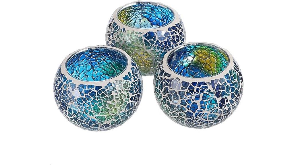 blue mosaic glass tea light holders
