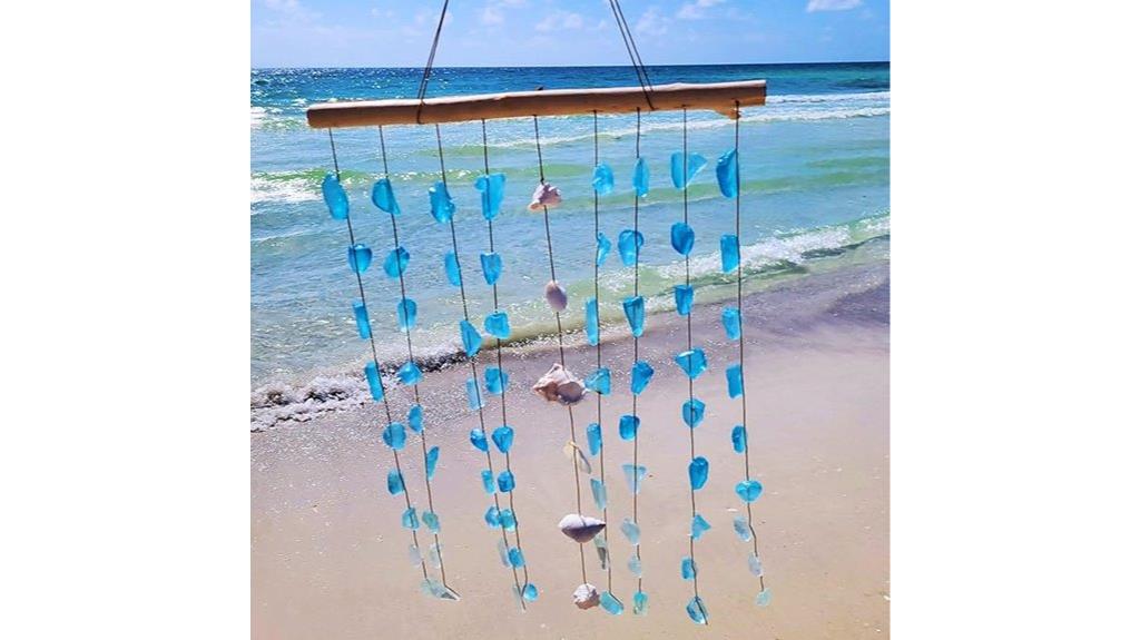 blue sea glass wind chimes