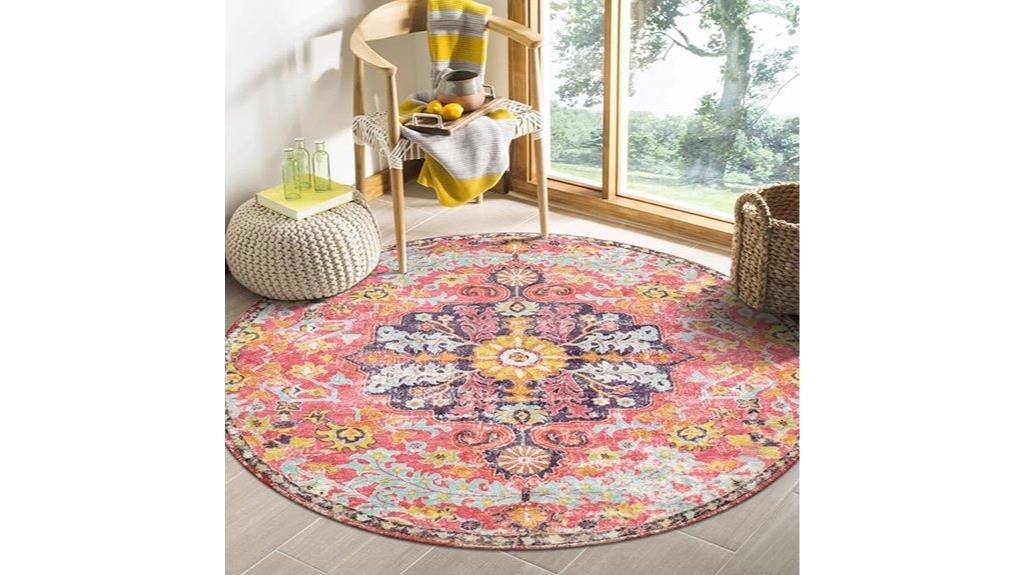 bohemian floral round rug