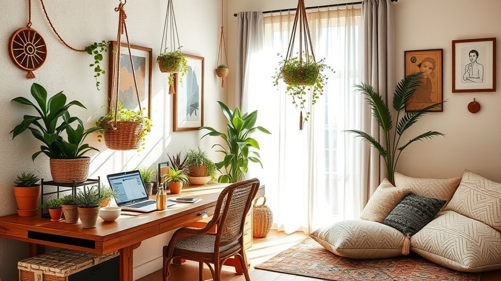 boho creative office decor