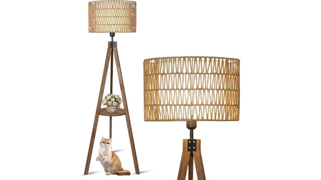boho floor lamp shelf