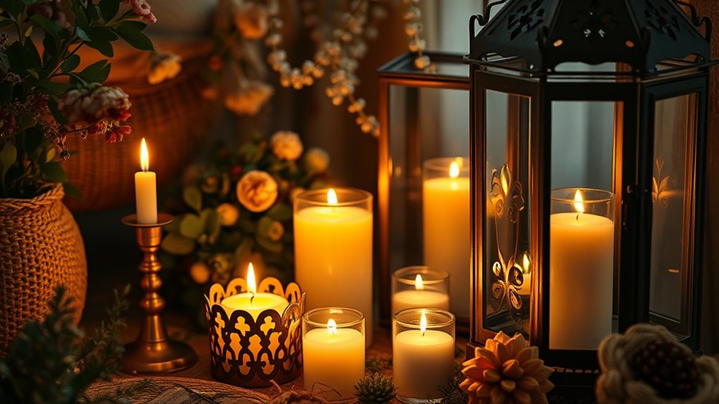 boho lighting with candles