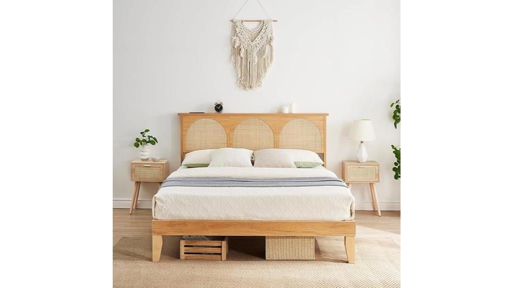 boho rattan bed frame