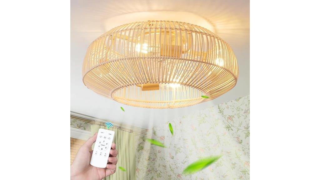 boho rattan fan light