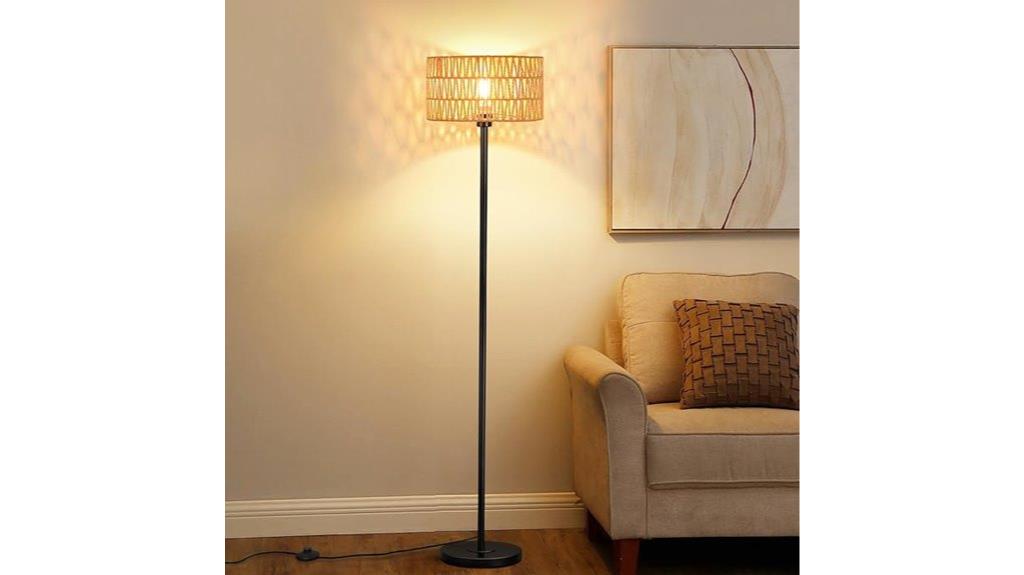 boho rattan floor lamp