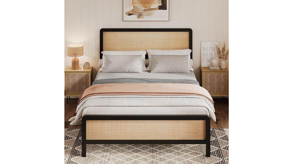 boho rattan queen bed