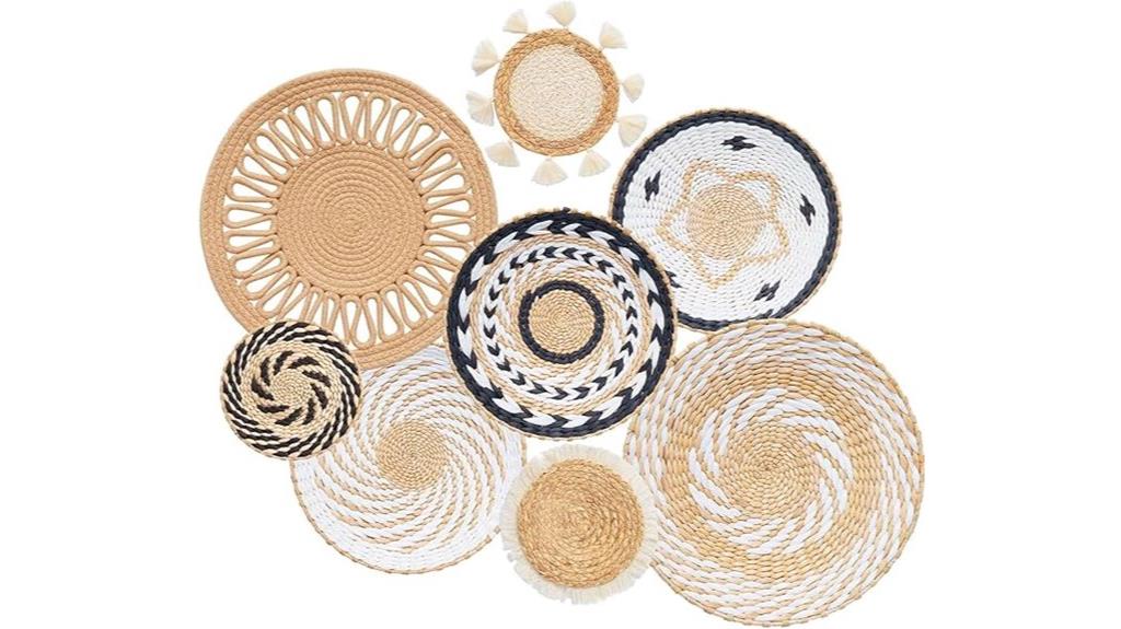 boho rattan wall baskets