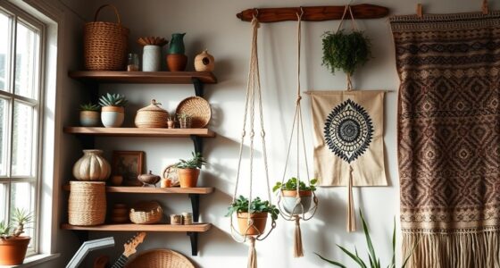 boho shelving and art