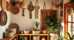 boho storage baskets shelves