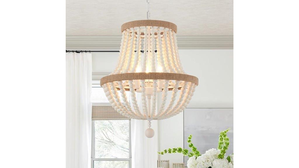 boho wooden bead chandelier