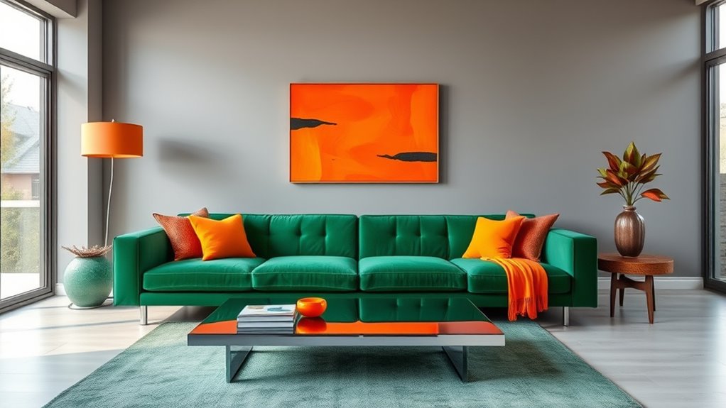 bold colors enhance gray spaces