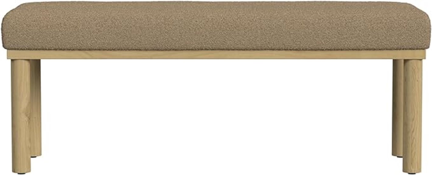 brown boucle decorative bench