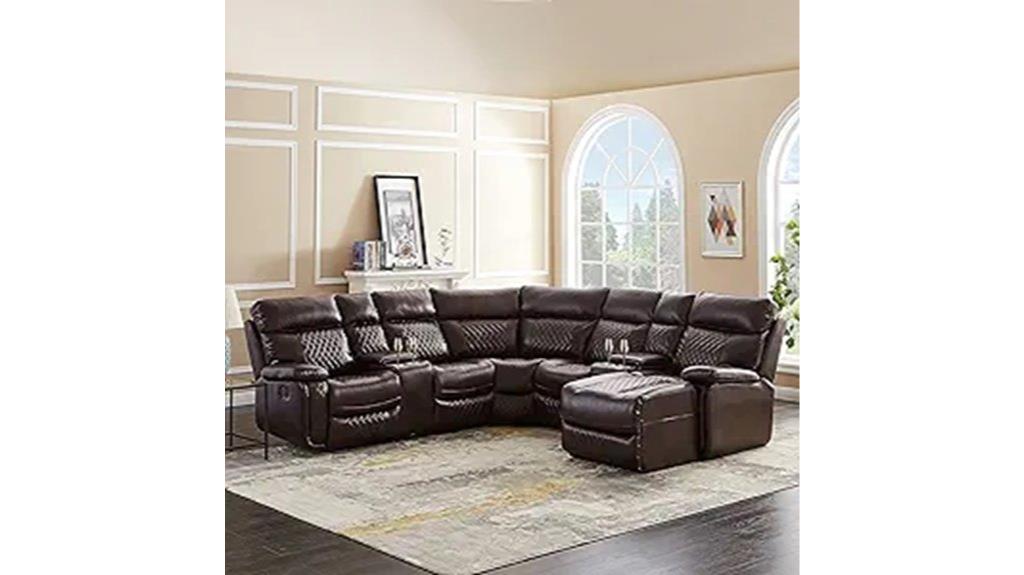 brown manual adjustable sectional