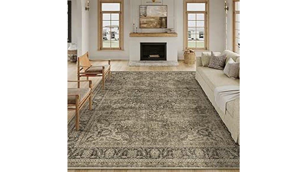 brown vintage washable rug