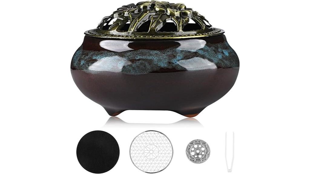 ceramic incense burner with lid