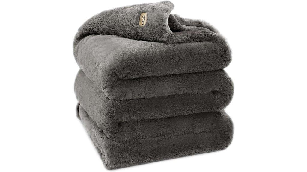 charcoal faux fur throw