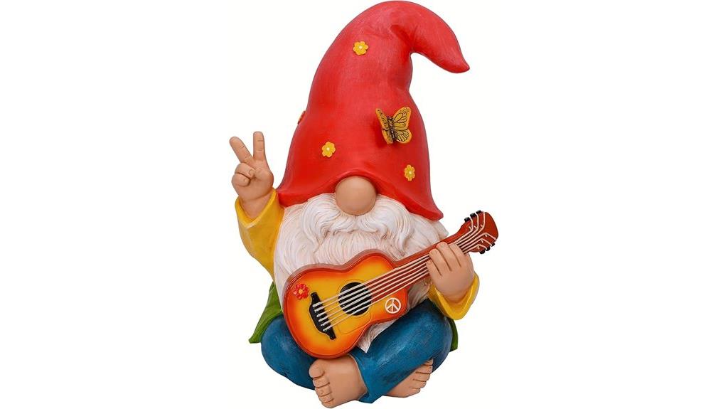 cheerful garden gnome figurine
