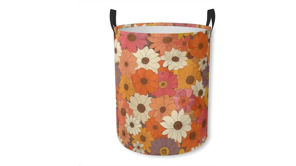 collapsible floral laundry basket