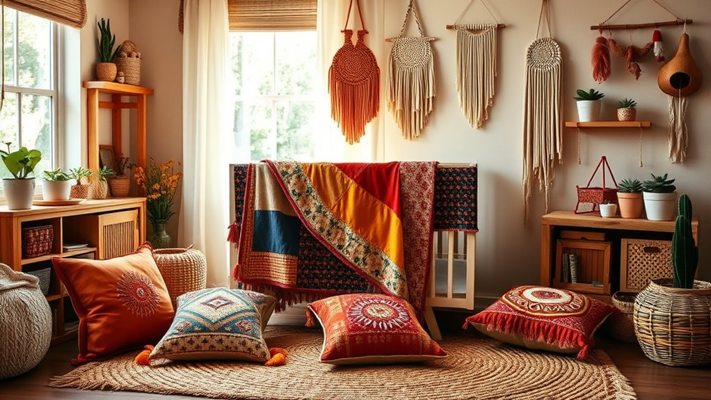 colorful boho kids decor