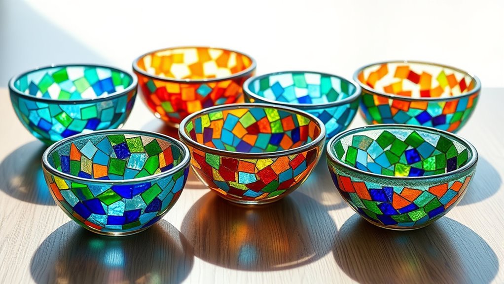 colorful mosaic glass bowls
