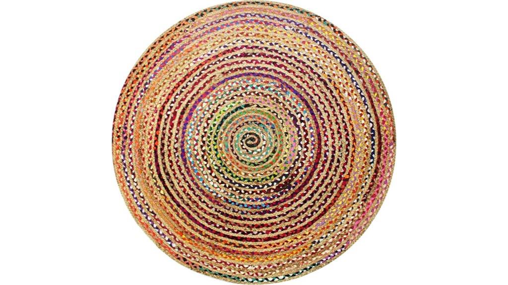 colorful round jute rug