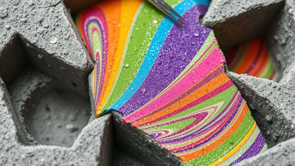colorful textured concrete finishes