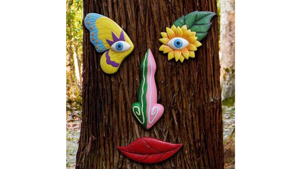colorful tree face sculpture