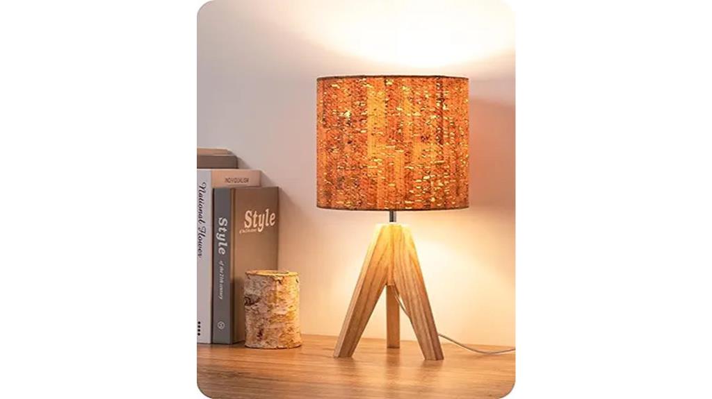 compact wooden tripod lamp