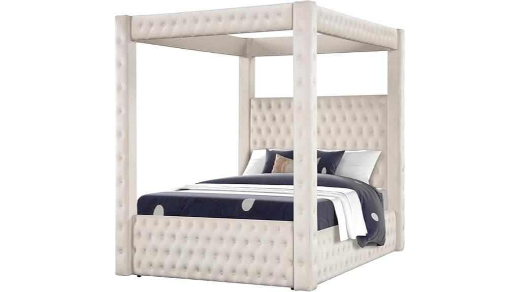 cream wooden four poster