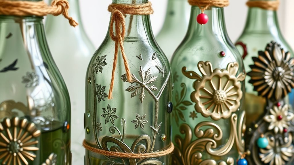 create textured embellished bottles