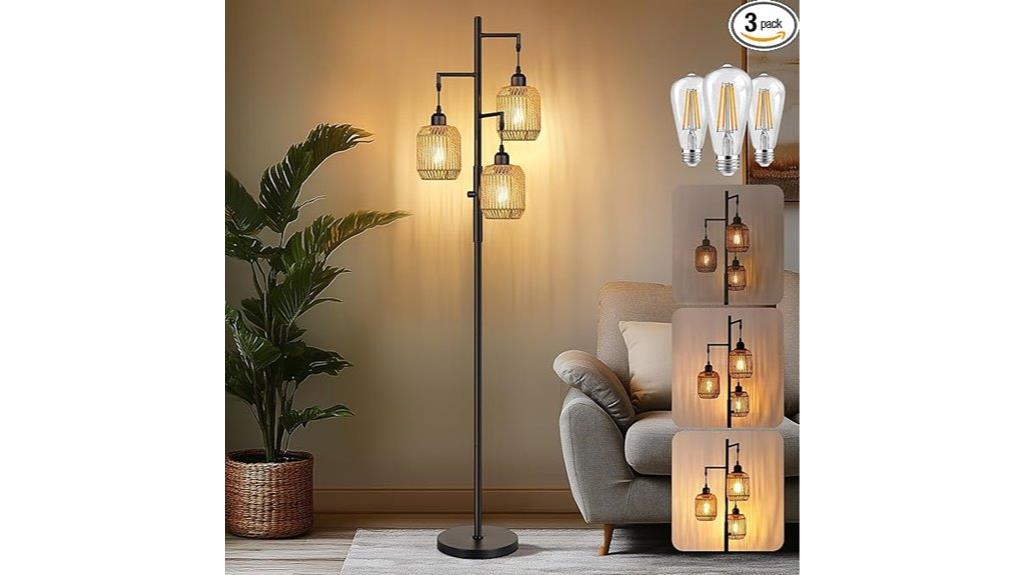 dimmable rattan floor lamp