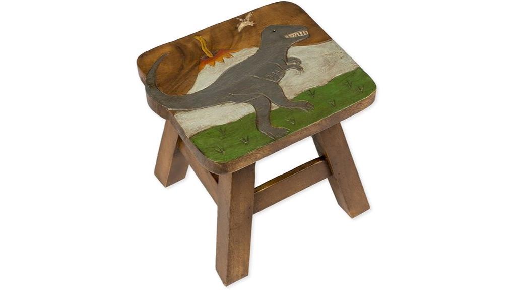 dinosaur hand carved stool