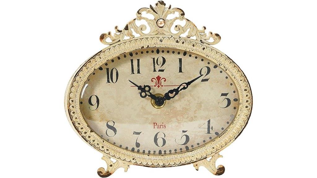 distressed pewter mantel clock
