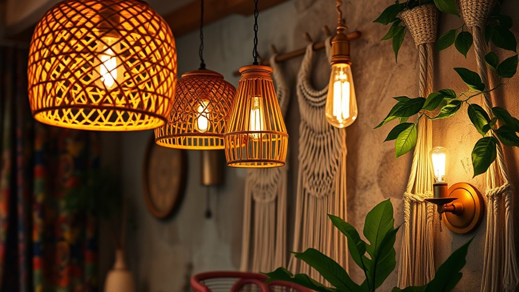 eclectic natural textured lighting
