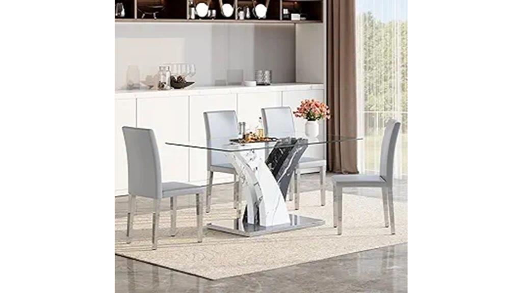 elegant four seat glass table