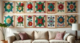 elegant hand embroidered wall art
