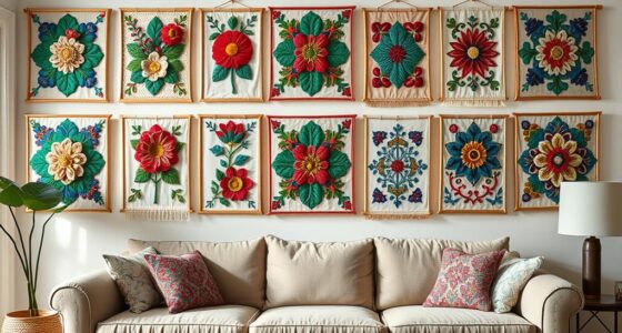 elegant hand embroidered wall art